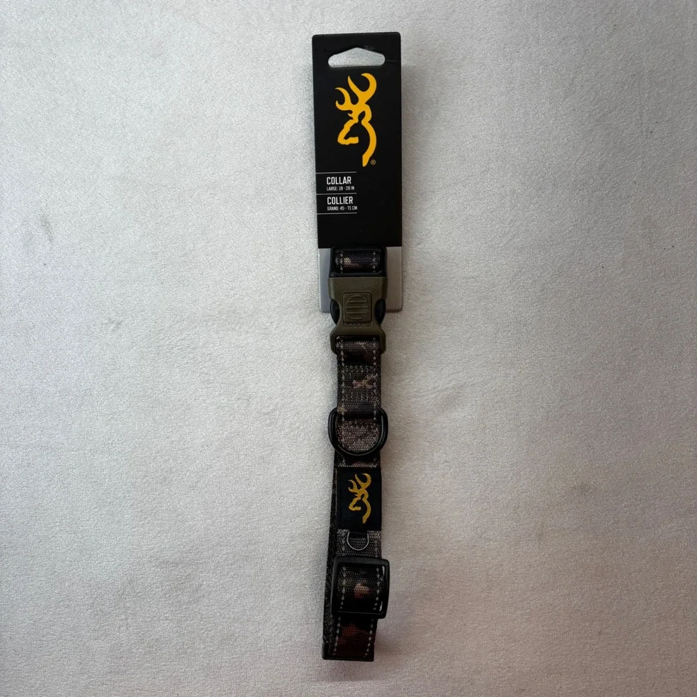 Browning Dog Collar Large 18-28in Camo Reflective Buckmark Locking Buckle